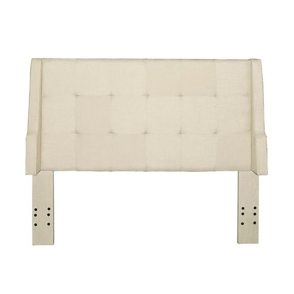 Linon Lakegrove Button Tufted Wingback Full or Queen Headboard, Natural Linen Fabric