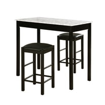 Linon Lancer 3-Piece Casual Dining Tavern Set, 25" Seat Height, Black Finish with Black Fabric