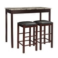thumbnail image 1 of Linon Lancer 3-Piece Transitional Indoor Tavern Set, Espresso/Faux Marble/Black Vinyl, 1 of 12