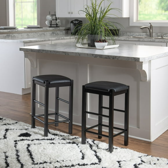 Linon Lancer Backless 25" Counter Stools, Set of Two, Black