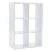 Linon Lane Six Cubby Open Back Storage Cabinet in White Wood