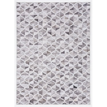 Linon Laredo Brim Woven Polyester 5'x7' Rug in Gray