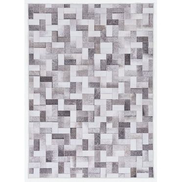 Linon Laredo Burke Woven Polyester 5'x7' Rug in Gray