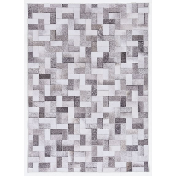 Linon Laredo Burke Woven Polyester 6'7"x9'7" Rug in Gray