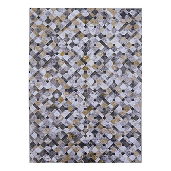 Linon Laredo Granbury Patchwork Polyester Faux Cowhide 5' X 7' Area Rug in Brown