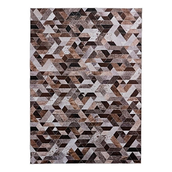 Linon Laredo Lockhart Polyester Faux Cowhide 6'7" X 9'7" Area Rug in Brown
