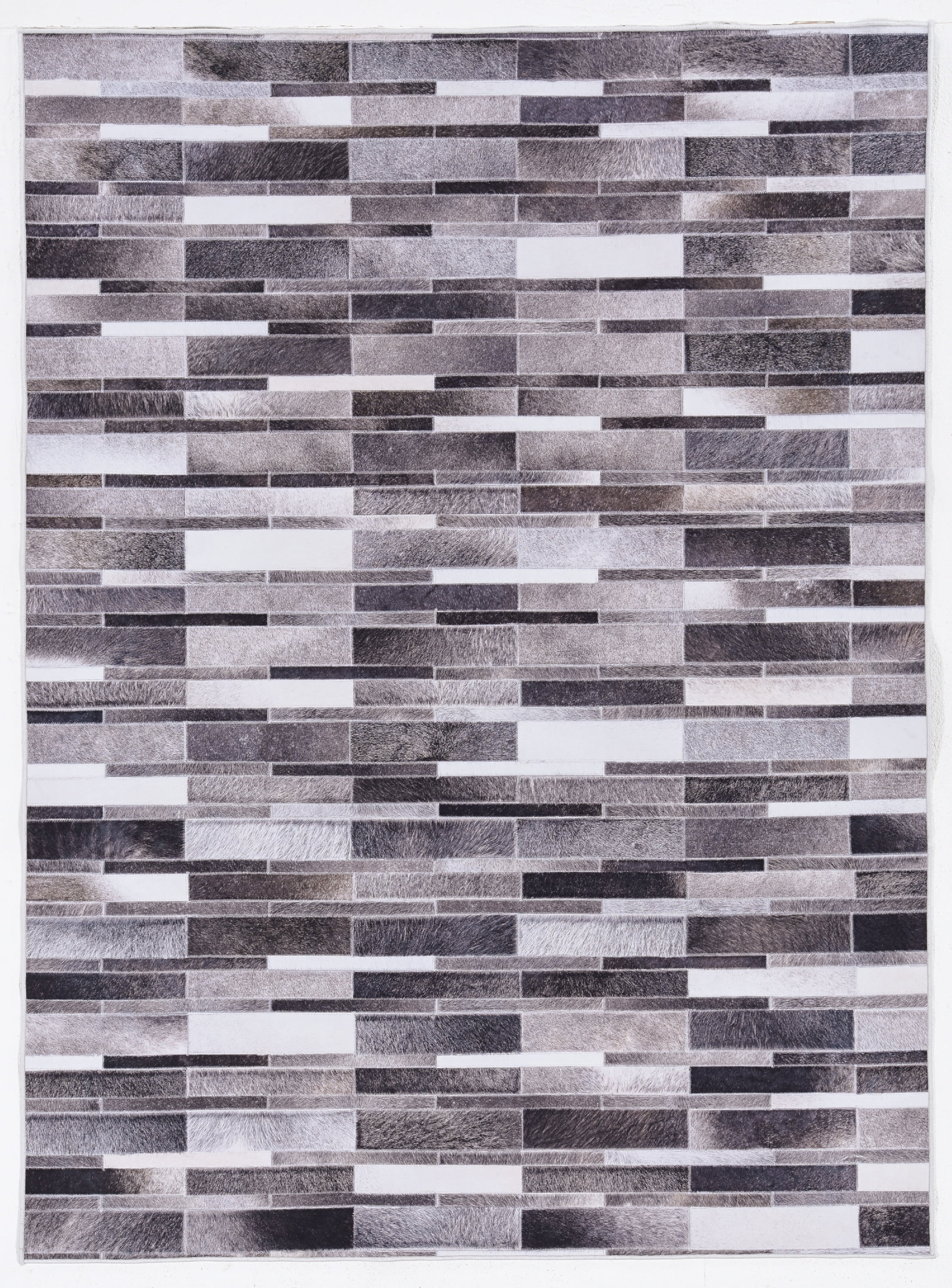 Gray and Ivory Rectangular Synthetic Cowhide Spot Rug