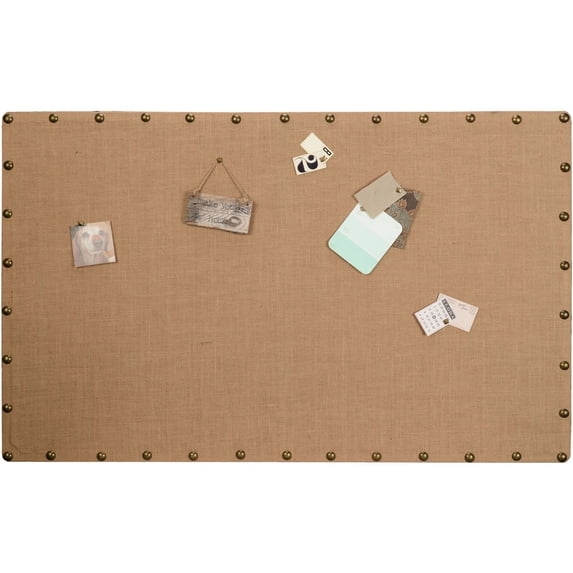 Linon Burlap Nailhead Corkboard, Large Size, Assembled