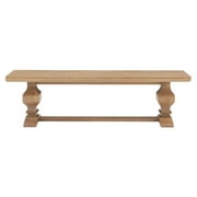 Linon Larson Solid Pine Wood Double Pedestal Bench in Rustic Honey Brown