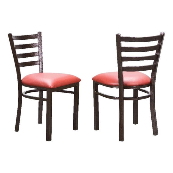 Linon Lassiter Set of 2 Side Chairs Faux Leather Seat Antique Bronze Steel Frame