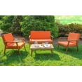thumbnail image 1 of Linon Lathan 4-Piece Acacia Outdoor Conversation Set with Coffee Table, Loveseat & Chairs, Acorn/Orange, 1 of 25