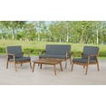 thumbnail image 1 of Linon Lathan 4-Piece Acacia Outdoor Conversation Set with Coffee Table, Loveseat & Chairs, Walnut/Gray, 1 of 36