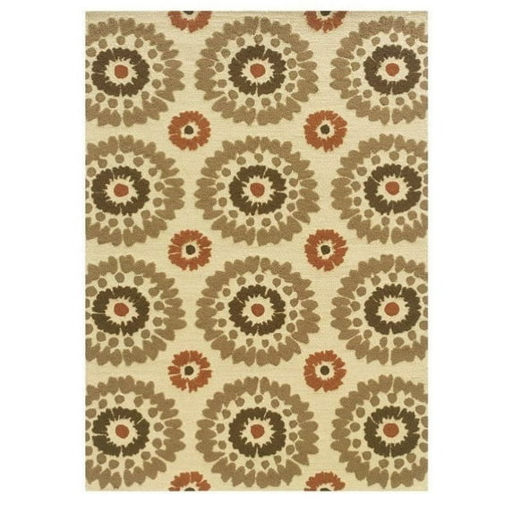 Linon Le Soleil Lenoir Hand Hooked Polypropylene 5'x7' Rug in Ivory