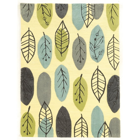 Linon Le Soleil Tropical Hand Hooked Polypropylene 8'x10' Rug in Blue