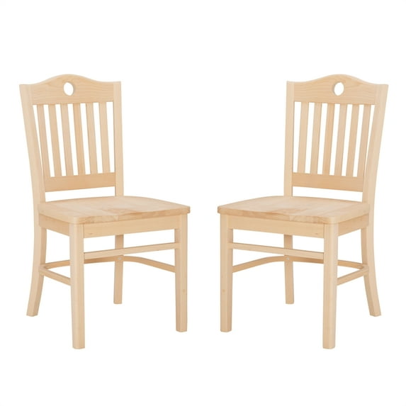 Linon Leckford Wood Commercial Grade Set of Two Dining Chairs in Unfinished