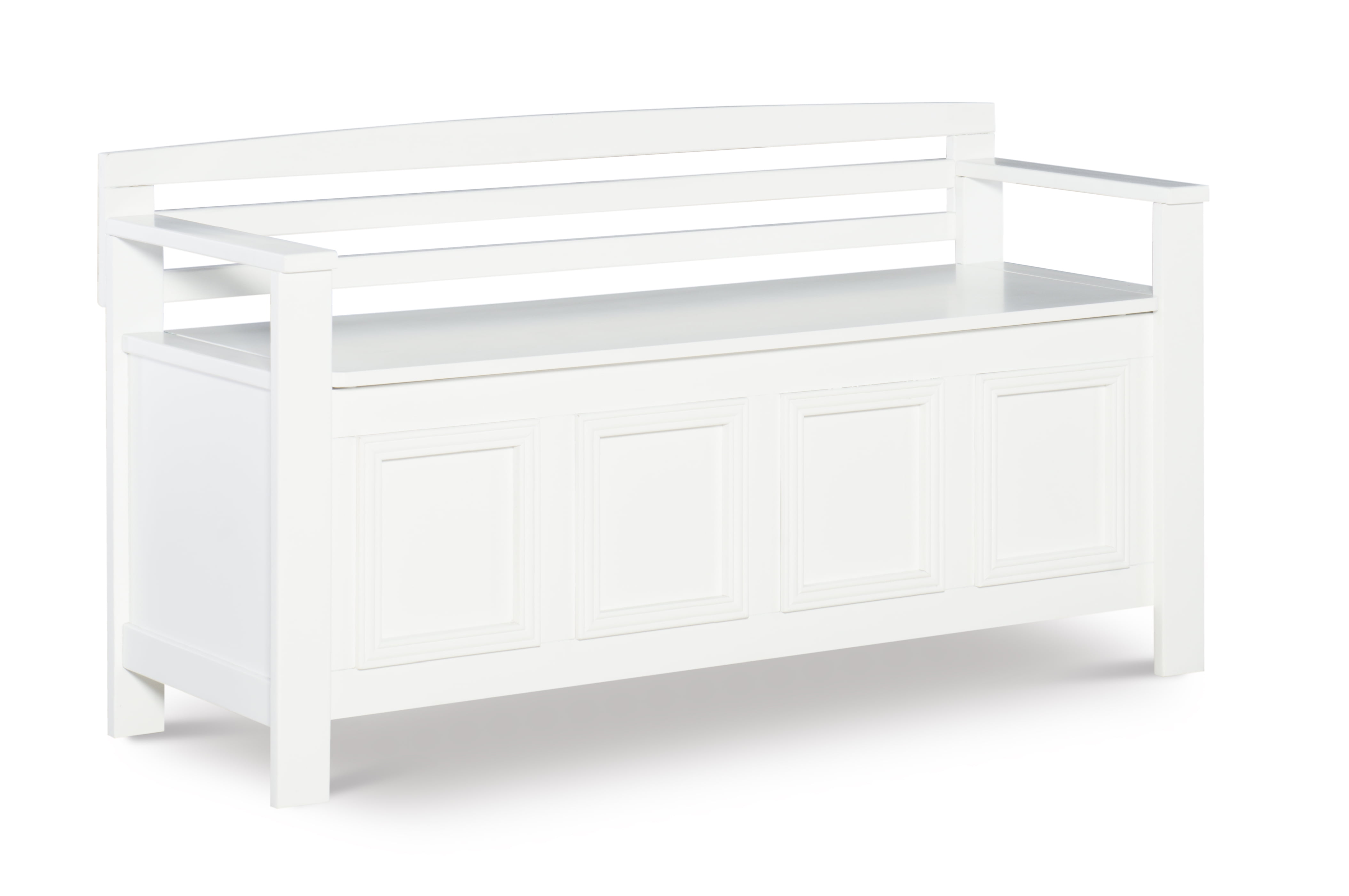 White Coastal Cottage Storage Bench with Flip-Top Lid