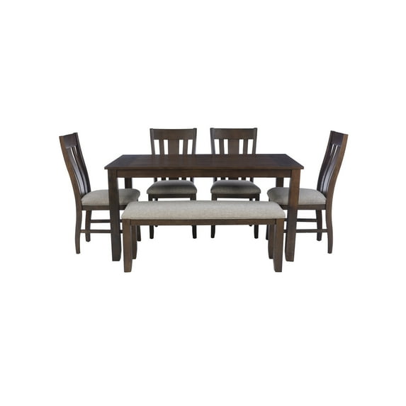 Linon Lepine 6Pc Dining Set Brown One Box