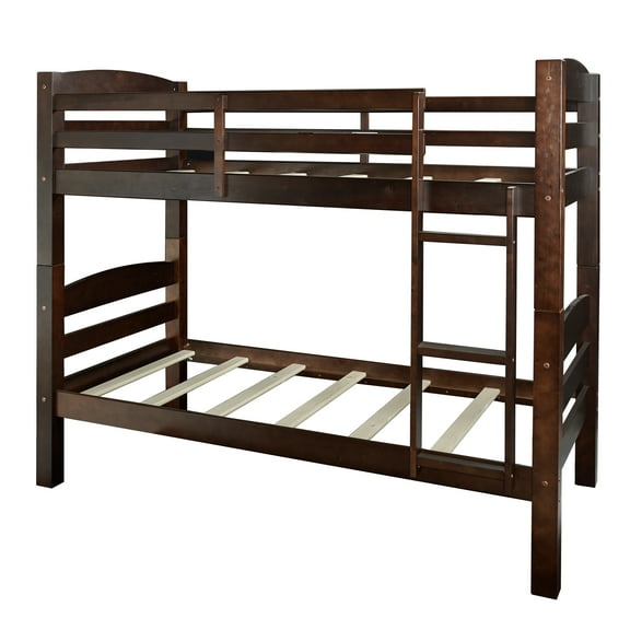 Linon Levi Twin over Twin Wood Bunk Bed, 80.47"L x 41.89"W x 67.48"H, Espresso