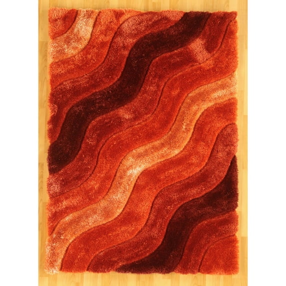 Linon Links 8' x 10' Hand Tufted Wave Shag Rug in Orange