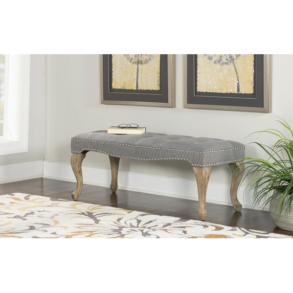 Linon Loire Cabriolet Washed Bench, 17.7 inch Seat Height, Multiple Colors