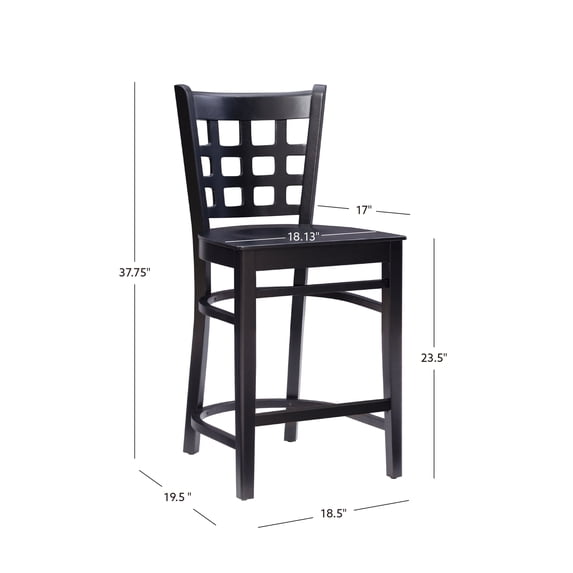 Linon Lola Counter Stool Wood Seat Black Set Of 2