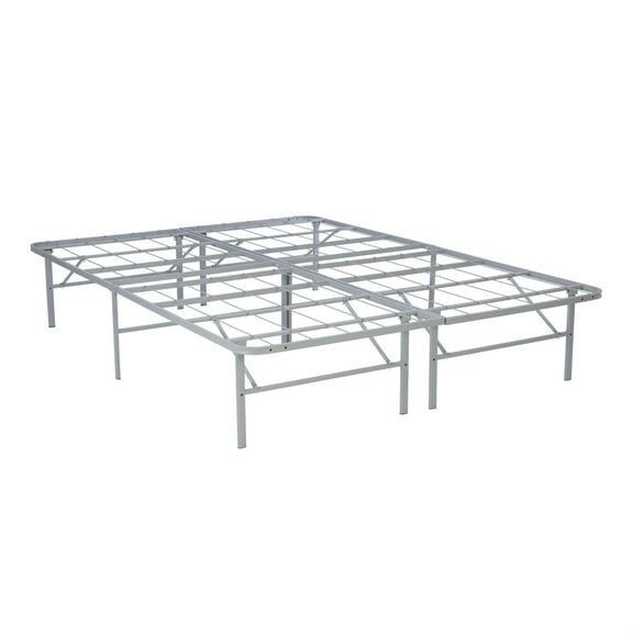 Linon Lowell Queen Folding Platform Mattress Base in Grey Powder Coated Steel