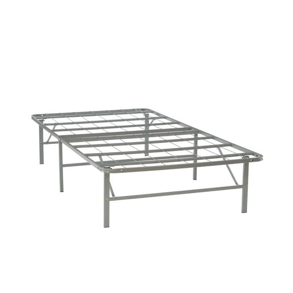 Linon Lowell Twin Folding Platform Mattress Base in Grey Powder Coated Steel