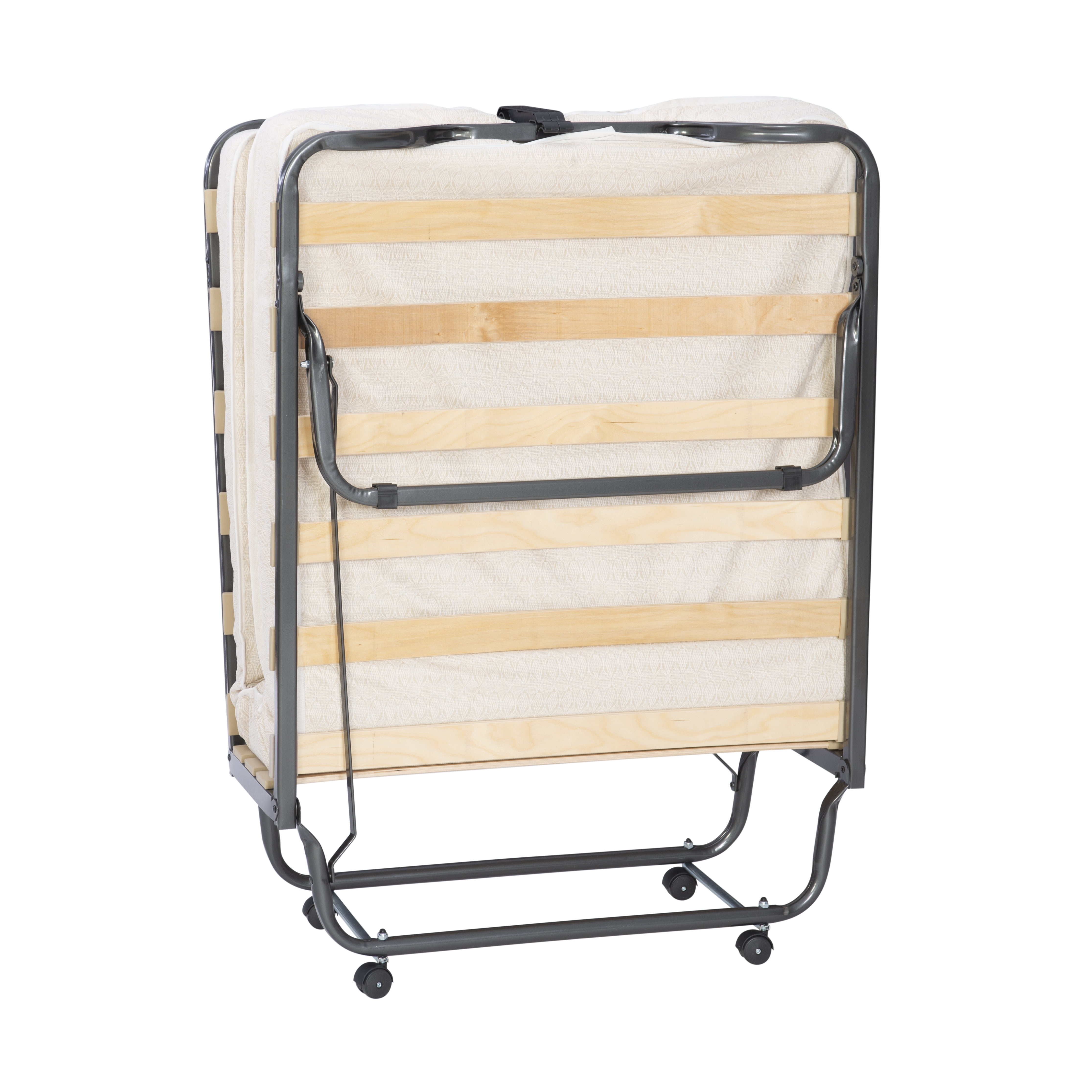 Compact Twin Metal Frame Rollaway Bed with Memory Foam