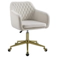 thumbnail image 1 of Linon Lyla Gold Metal Base Upholstered Office Chair with Wheels in Off White, 1 of 13