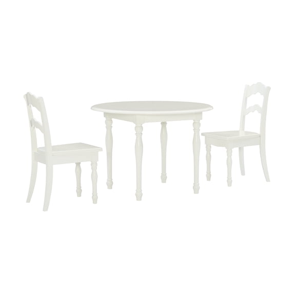 Linon Madi Kid's Wood Table and Two Chair Play Set, Vanilla White