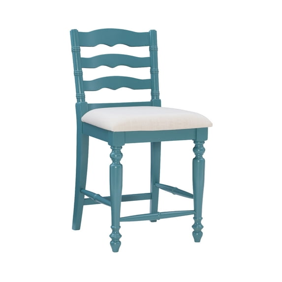 Linon Marden 24" High Back Counter Stool, Blue/Natural