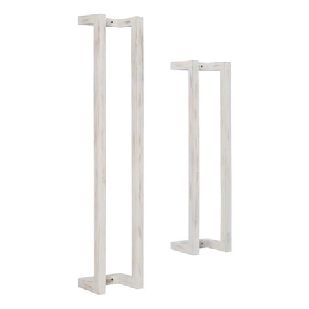 Linon Margot Wood Two Pack Towel Racks in Rustic Whitewash