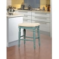 thumbnail image 1 of Linon Marino Backless Wood Counter Stool, 25" Seat Height, Blue Finish with Beige Fabric, 1 of 6