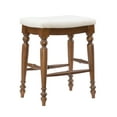 thumbnail image 1 of Linon Marino Backless Wood Counter Stool, 25" Seat Height, Walnut Finish with Ivory Fabric, 1 of 7