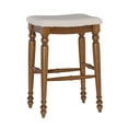 thumbnail image 1 of Linon Marino Backless Wood Bar Stool, 30" Seat Height, Walnut Finish with Ivory Fabric, 1 of 13