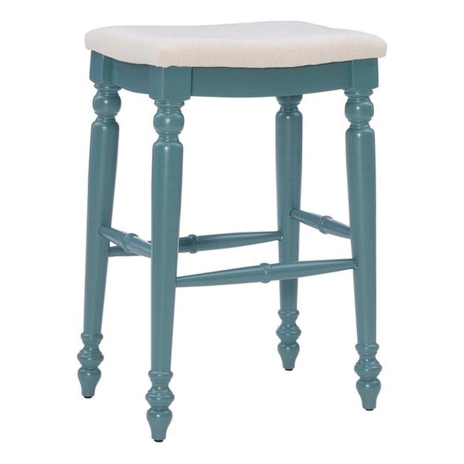 Marino 30" Plush Blue and Wood Elegant Backless Bar Stool