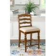 thumbnail image 1 of Linon Marino Full Back Wood Counter Stool, 24" Seat Height, Walnut Finish with Natural Fabric, 1 of 10