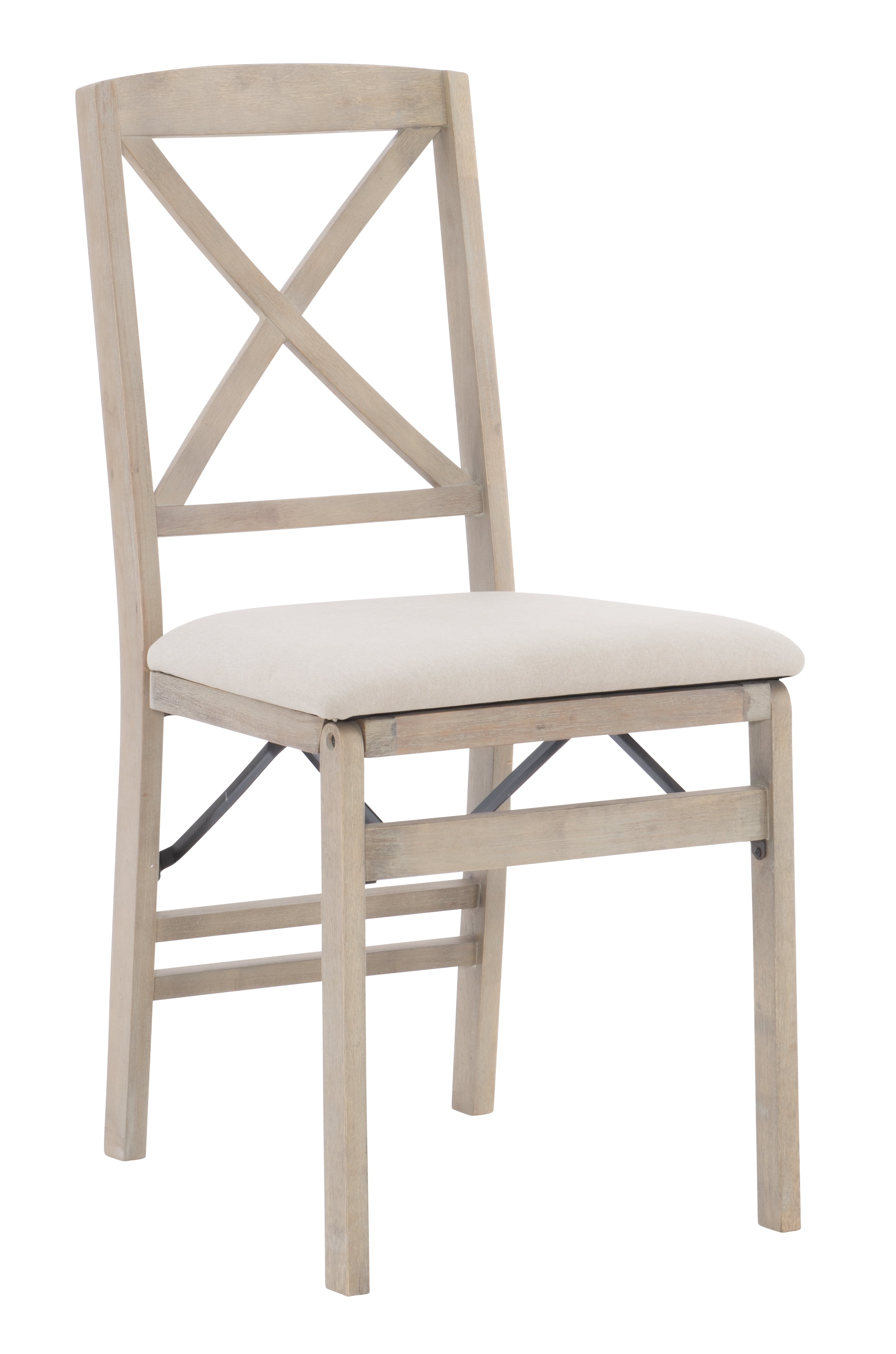 Linon Marlin Folding Dining Chair, Set of 2, Graywash/Beige