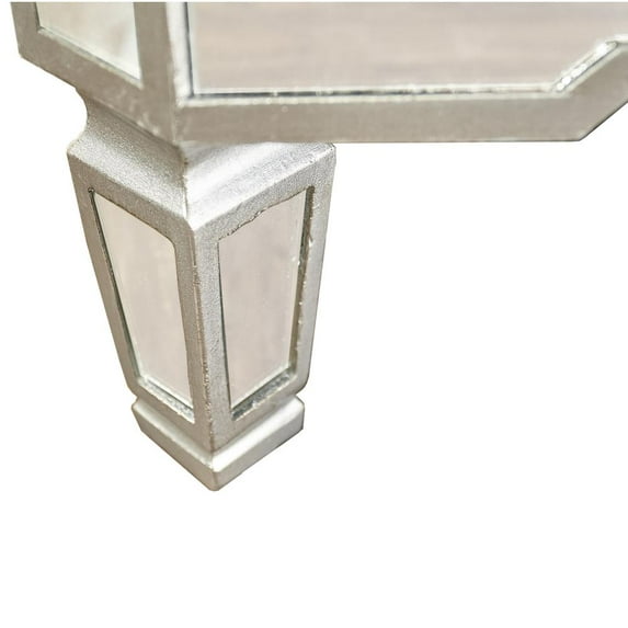 Linon Mason Mirrored Wood One Drawer Two Door Console Table in Gray
