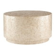 thumbnail image 1 of Linon Maui Round Coffee/Accent Table in Gold/Ivory Capiz Shell Mosaic Finish, 1 of 10