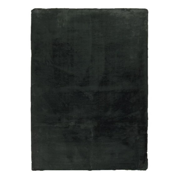 Linon Maven Faux Rabbit 5' x 7' Area Rug in Dark Green