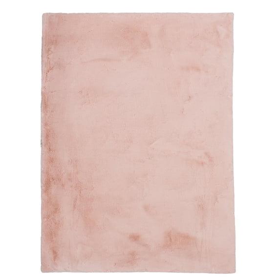 Linon Maven Faux Rabbit Pink 8' X 10' Rectangle Area Rug RUGFR0481