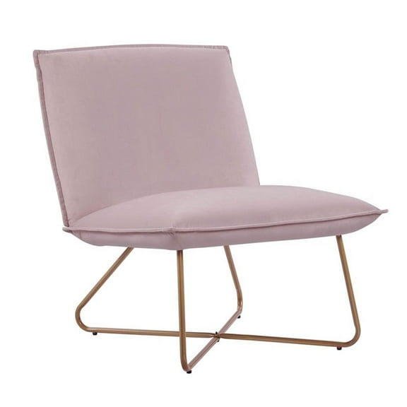 Linon Mavis Accent Chair Upholstered in Blush Pink Velvet with Gold Metal Legs