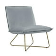 thumbnail image 1 of Linon Mavis Accent Chair Upholstered in Light Gray Velvet with Gold Metal Legs, 1 of 16