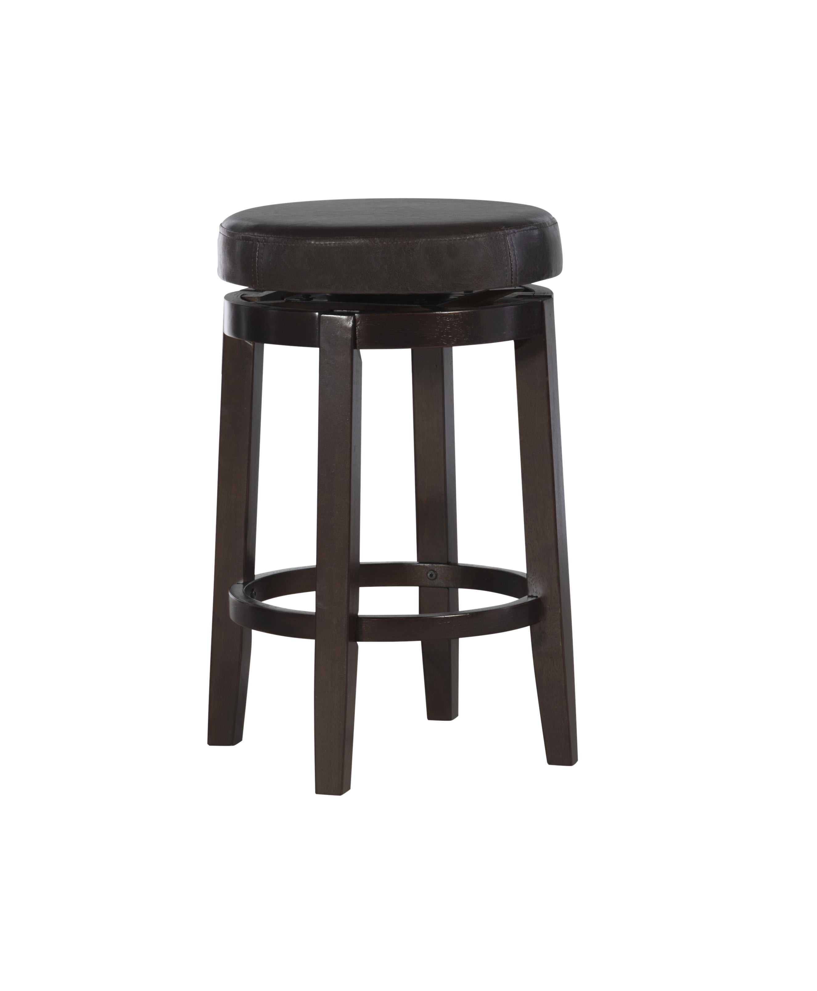 Elegant Maya 24" Brown Swivel Backless Wooden Counter Stool