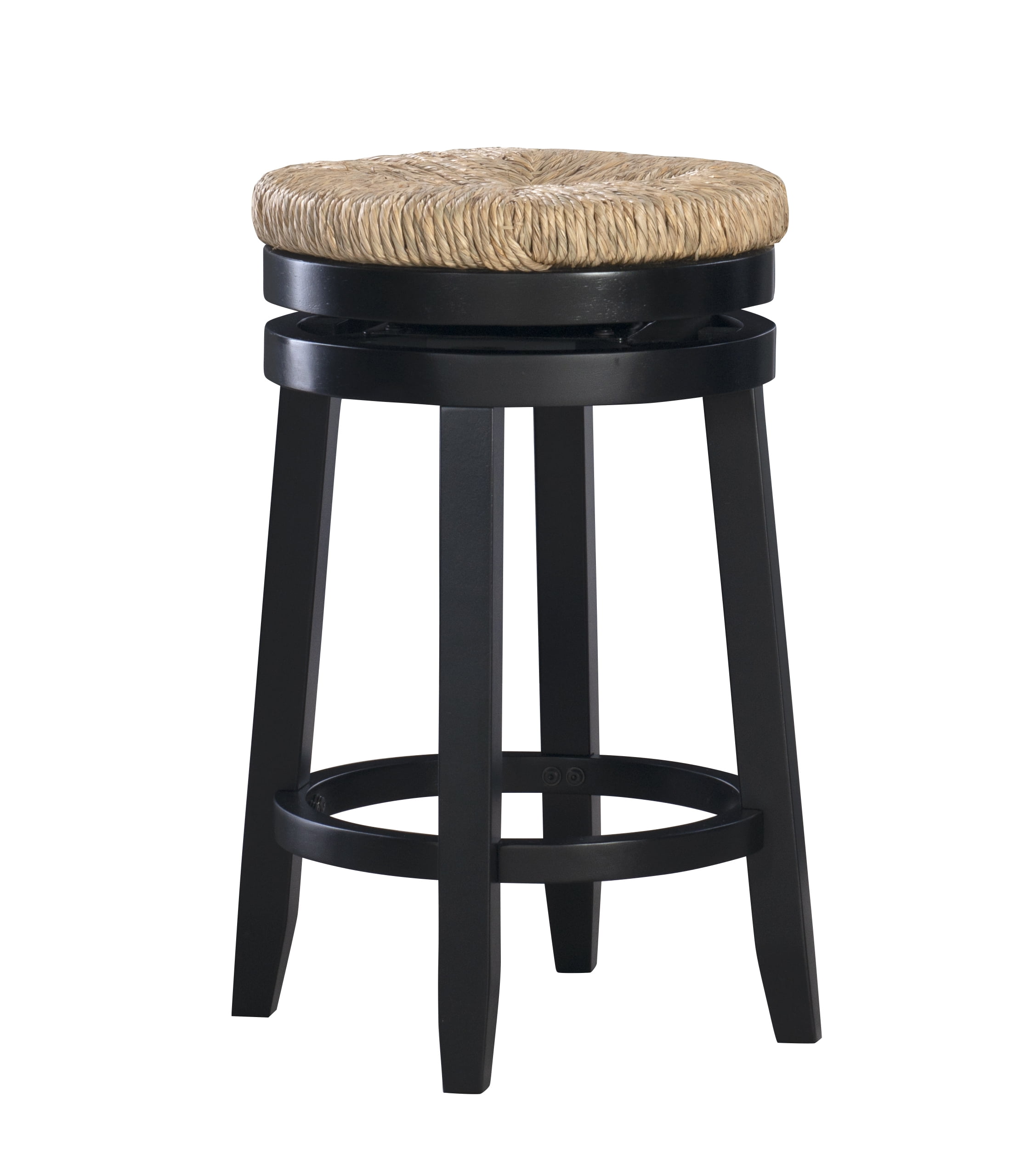 Maya Traditional Black Rubberwood Swivel Counter Stool