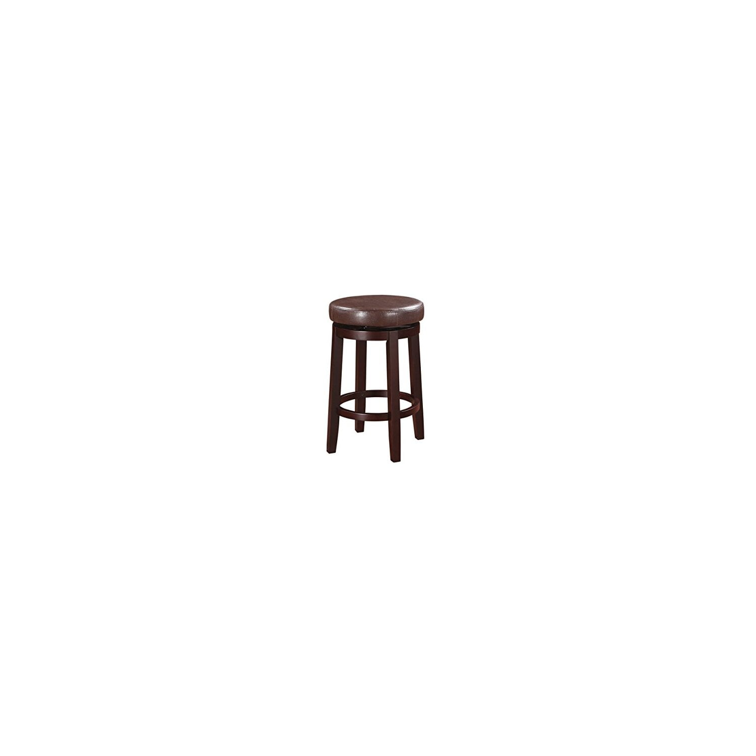 Elegant Maya 24" Brown Swivel Backless Wooden Counter Stool