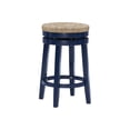 thumbnail image 1 of Linon Maya 25" Round Swivel Counter Stool with Seagrass Seat in Navy Blue Wood, 1 of 10