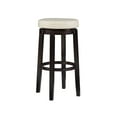 thumbnail image 1 of Linon Maya 31" Rice White Faux Leather Swivel Bar Stool in Brown Wooden Frame, 1 of 14