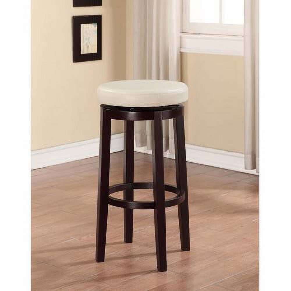 Maya Transitional Swivel Backless Barstool in Brown Faux Leather